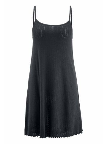 Hessnatur Hessnatur Pointelle Nachthemd PURE COTTON aus reiner Bio-Baumwolle in schwarz