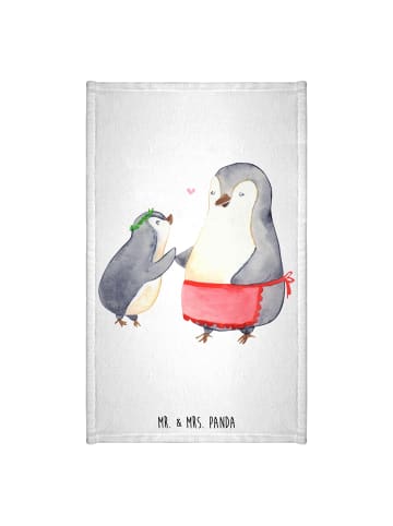Mr. & Mrs. Panda Gästehandtuch Pinguin mit Kind ohne Spruch in Weiß