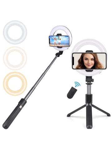 Selfie-Licht mit Fernbedienung in Schwarz