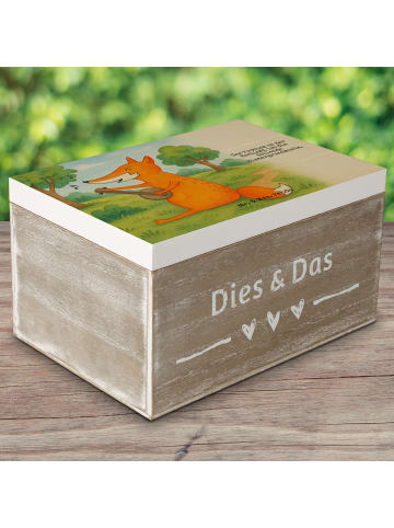 Mr. & Mrs. Panda Holzbox mit Deckel Fuchs Gitarre Design mit Spruch in Weiß
