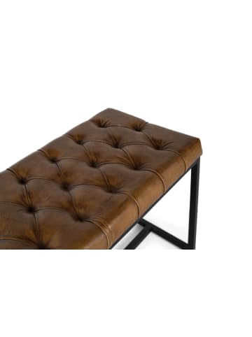 Giner y Colomer Bank mit gepolsterter Sitzfläche aus Leder und Beinen aus Eisen in Brown