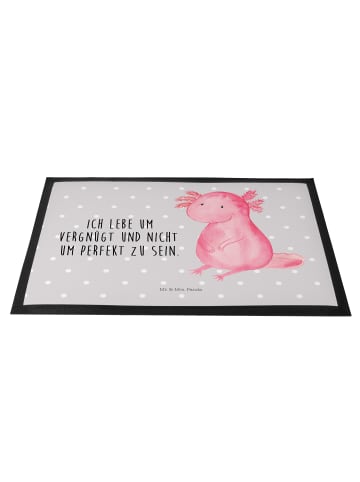 Mr. & Mrs. Panda Schmutzmatte Axolotl Niedlich mit Spruch in Grau Pastell