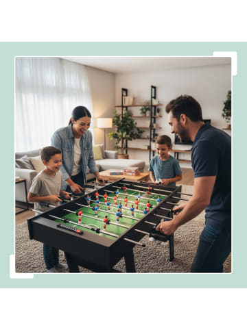 relaxdays Kickertisch in Dunkelbraun - (B)122 x (H)78 x (T)61 cm