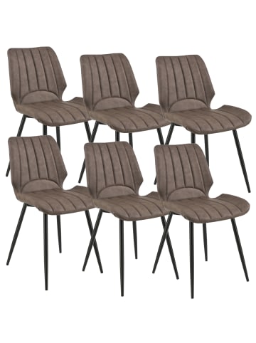 en.casa 6er-Set Esszimmerstuhl Mendoza in Braun (H)77cm (B)57.5cm (T)46cm