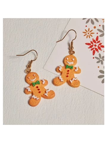 Adeliás Weihnachtsschmuck Ohrringe Ohrhänger Lebkuchenmann aus Acryl in bunt