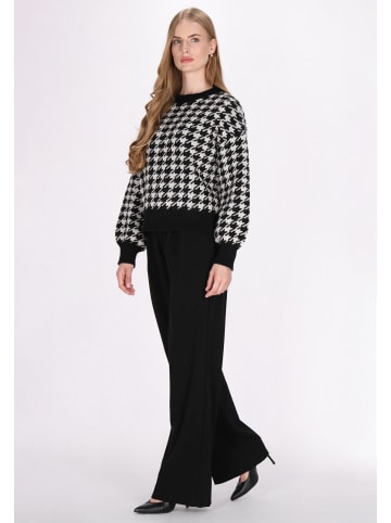 DreiMaster Klassik Damen Pullover in Schwarz Wollweiss
