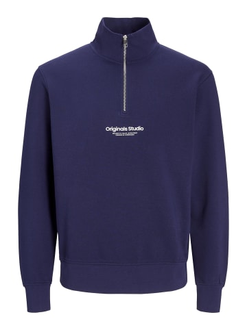 Jack & Jones Sweatshirt mit halbem Reißverschluss in Ocean Cavern