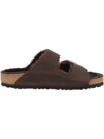 Birkenstock Sandale Arizona Big Buckle Lammfell geöltes Nubukleder normal in dunkelbraun
