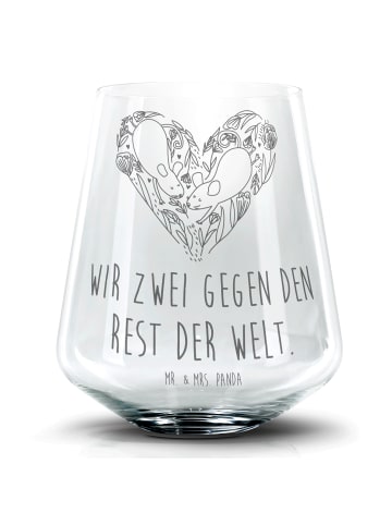Mr. & Mrs. Panda Blümchentailglas Mäuse Herz mit Spruch in Transparent