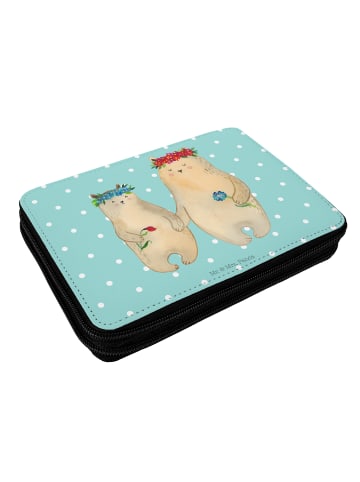 Mr. & Mrs. Panda Stiftebox Bären mit Blumenkranz ohne Spruch in Türkis Pastell