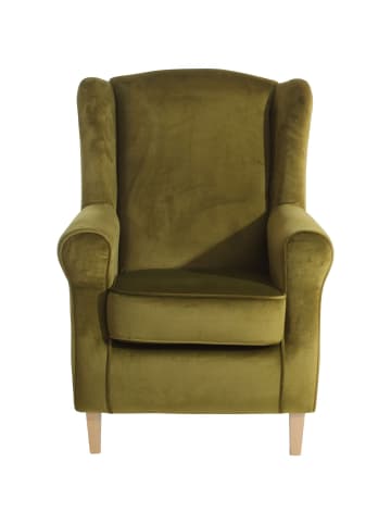 58 aufm Kessel OHRENSESSEL Karlen Bezug Samtvelours Buche natur / oliv