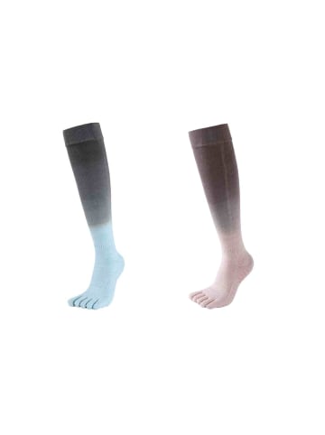 MUNADUNA 2er-Pack Lange Yoga-/Pilates-Zehensocken Gradient-Look-Farb-Mix