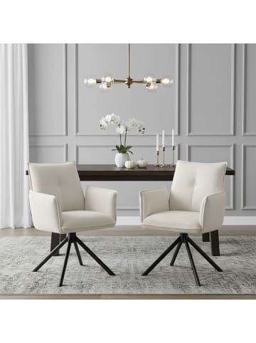 DUBI Möbel 2er-Set: Drehstuhl Mika-Nevio in Creme - (B)60 x (H)88 x  (T)63 cm