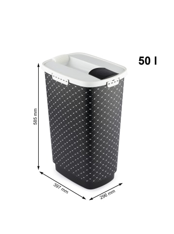 Rotho Futtercontainer 50l mit Deckel und Klappe für praktisches Dosieren in Schwarz