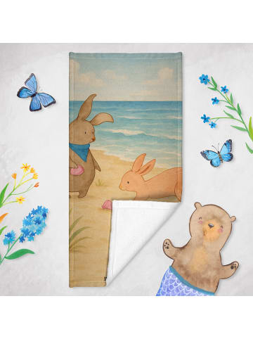Mr. & Mrs. Panda Strandtuch Hasen Muschel Design ohne Spruch in Blau Pastell