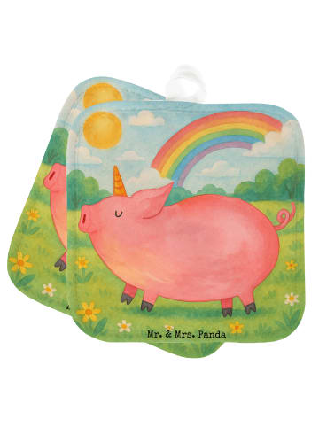 Mr. & Mrs. Panda Topfuntersetzer Einhorn Schwein Design ohne Spruch in Weiß