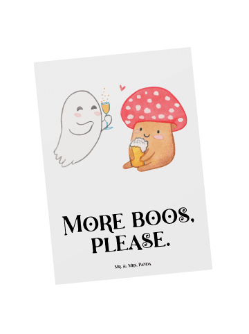 Mr. & Mrs. Panda Grußkarte Gespenst  Prost  mit Spruch in Weiß