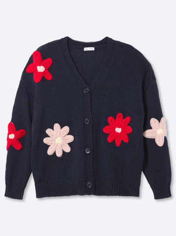 sheego by Joe Browns Strickjacke in tiefblau-ecru