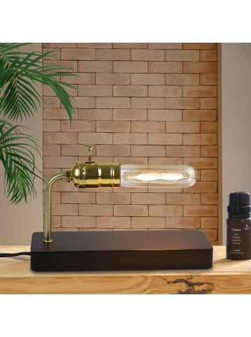 ZMH Tischleuchte in schwarz 1-flammige E27 holz Metall Nachtlampe mit Schalter