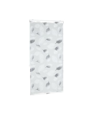 relaxdays Duschrollo Blatt in Schwarz/Weiß - (B)80 x (H)240 cm