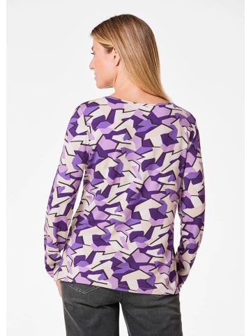 GOLDNER Kurzgröße:  Langarm Viskose-Jersey Shirt mit Print in lila / gemustert
