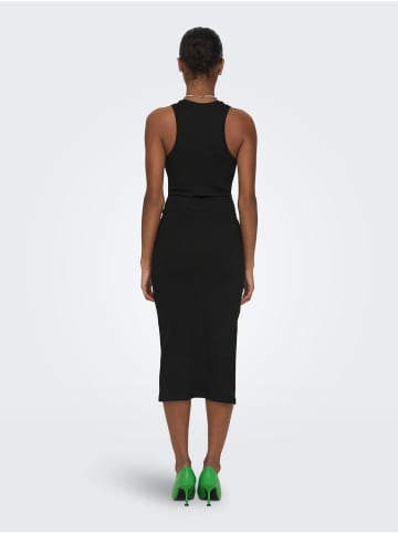 ONLY Figurbetontes Bodycon-Kleid Geripptes Midi Dress Ärmellos in Schwarz