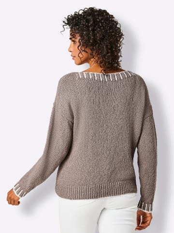 creation L Baumwollpullover in taupe