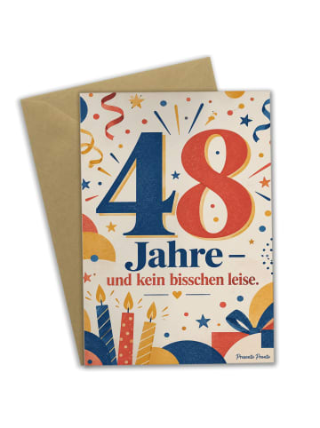 Geburtstagskarte 48. Geburtstag Zahl stilvoll D... in Weiß