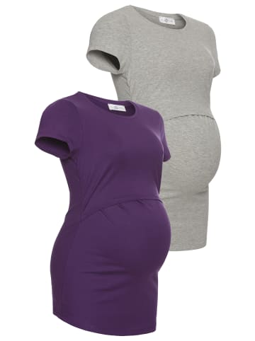 neun 9 monate Umstandsshirt in lila/graumeliert