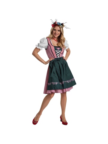 tectake Frauenkostüm Mini-Dirndl Berchtesgaden Modell 2 in rot/weiß