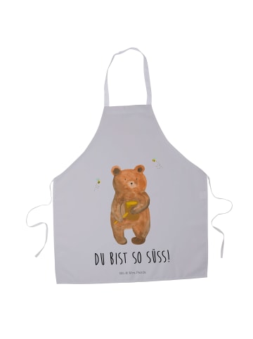 Mr. & Mrs. Panda Küchenschürze Bär Honig mit Spruch in Grau Pastell
