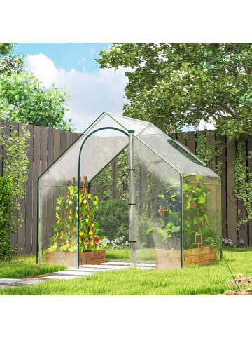 Outsunny Foliengewächshaus 180L x 100B x 168H cm Transparent+Dunkelgrün