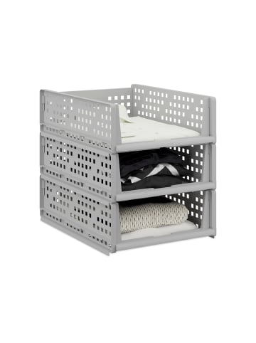relaxdays 3 x Schrank Organizer in Grau - (B)33,5 x (H)13 x (T)43,5 cm