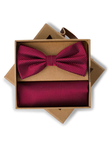 Finshley & Harding London Fliege und Einstecktuch in bordeaux - 0001