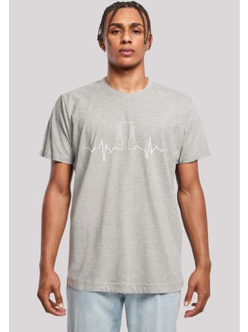 F4NT4STIC T-Shirt Gitarre Herzschlag design in grau meliert