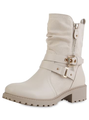 VAN HILL Biker Boots Scarlett in Creme