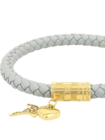 JOOP! Armband Edelstahl, IP gold, Leder in grau