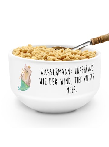 Mr. & Mrs. Panda Suppenschüssel Wassermann Astrologie mit Spruch in Weiß