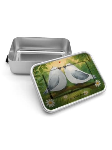 Mr. & Mrs. Panda Lunch Box Turteltauben Liebe Design ohne Spruch in Weiß