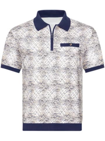 WITT WEIDEN Kurzarm-Poloshirt in blau-bedruckt