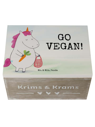 Mr. & Mrs. Panda Truhe Einhorn Vegan Design mit Spruch in Weiß