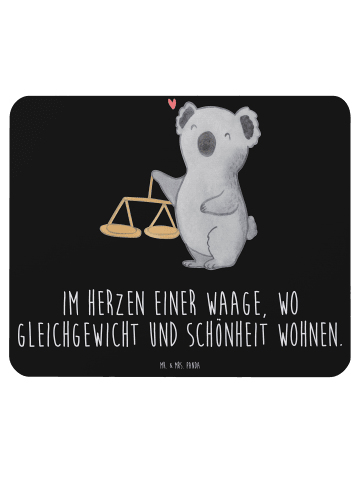 Mr. & Mrs. Panda Mauspad Waage Astrologie mit Spruch in Schwarz