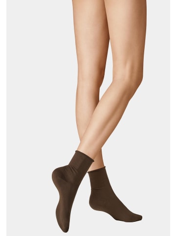 Kunert Socken Sensual Cotton Rollrand in Brown