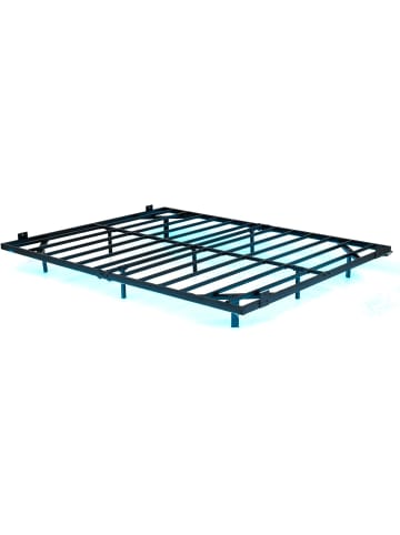 COSTWAY Bettgestell Metall mit LED 200 x 160 cm in Schwarz