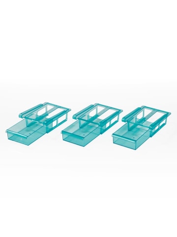 Gourmetmaxx Klemm Schublade für Kühlschrank 3er-Set  transparent/blau