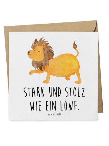 Mr. & Mrs. Panda Geschenkkarte Sternzeichen Löwe mit Spruch in Weiß