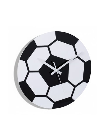 relaxdays Wanduhr "Fußball" in Schwarz/ Weiß - Ø 30 cm