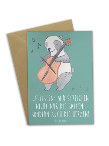 Mr. & Mrs. Panda Grußkarte Zeichenllo Herz mit Spruch in Meeresbrise