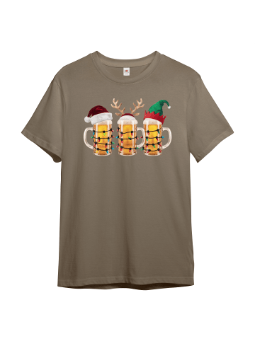 PAULGOS Herren T-Shirt, Die Biertrinker - Weihnachtsbande in Sand