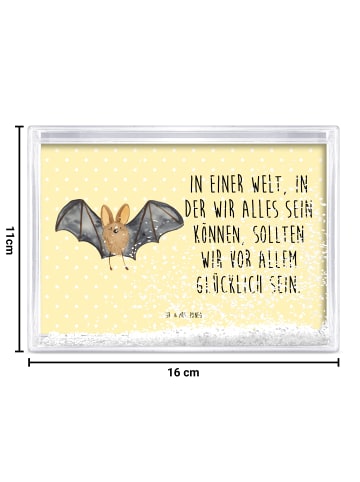 Mr. & Mrs. Panda Bilderrahmen Fledermaus Flügel mit Spruch in Gelb Pastell